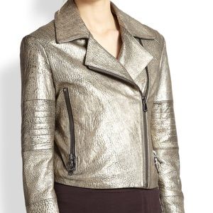 Metallic leather moto jacket by J. BRAND